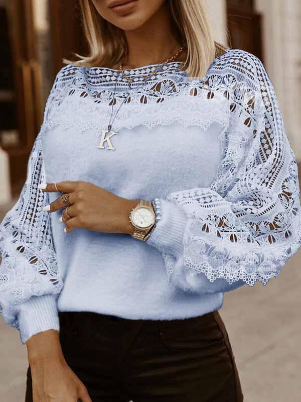Veleaee Round Neck Cutout Sweater