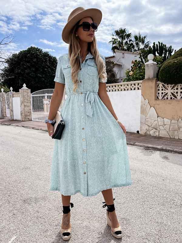 Veleaee Printed Button Dress