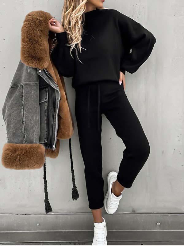 Veleaee Pockets Design Loungewear Sets