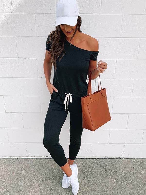 Veleaee One Shoulder Jumpsuit