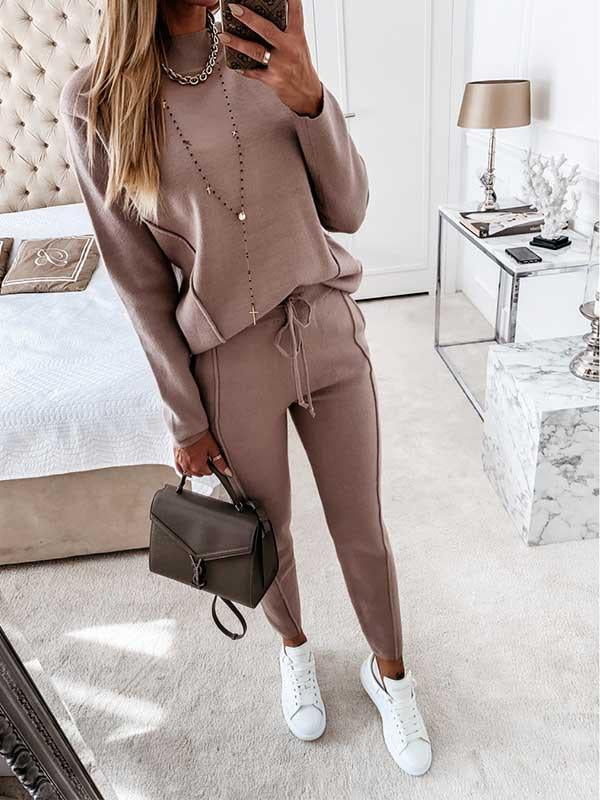 Veleaee Drawstring Plain Loungewear Sets (3 colors)