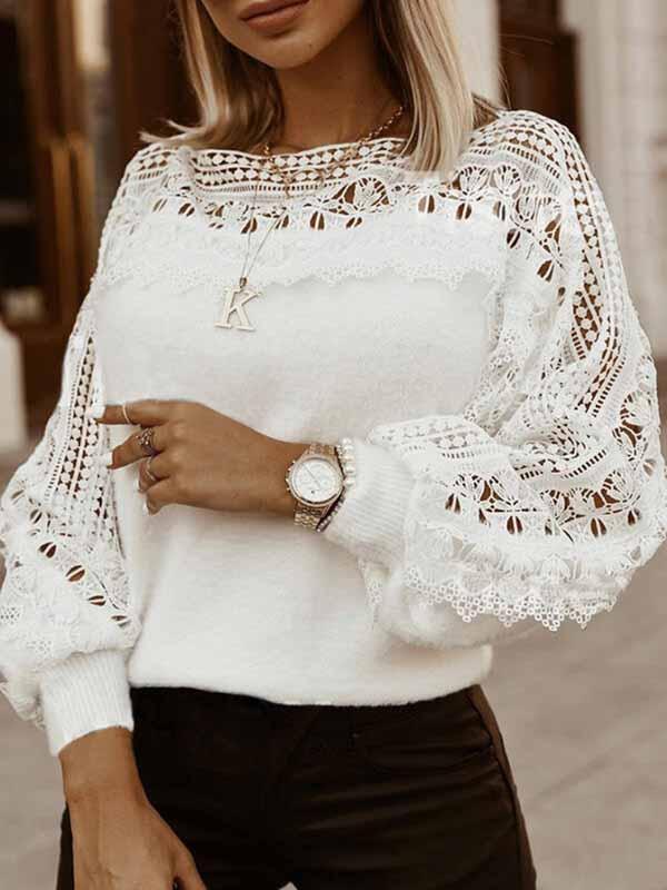 Veleaee Round Neck Cutout Sweater