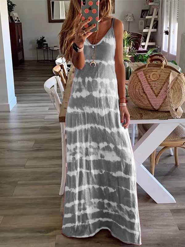 Veleaee Tie-dye Print Maxi Dress