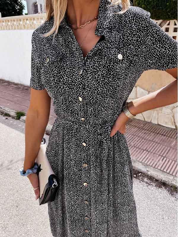 Veleaee Printed Button Dress