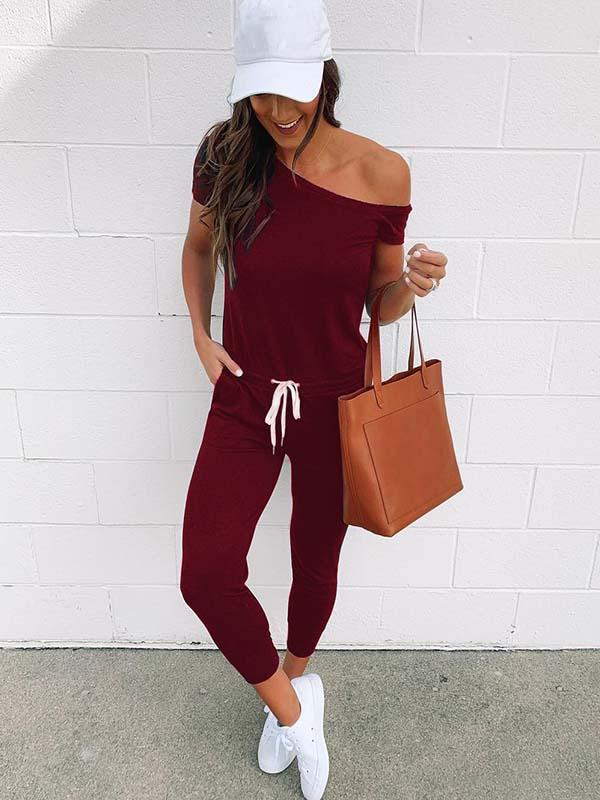 Veleaee One Shoulder Jumpsuit