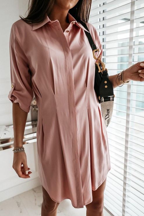 Veleaee Solid Color Shirt Collar Mini Dreess