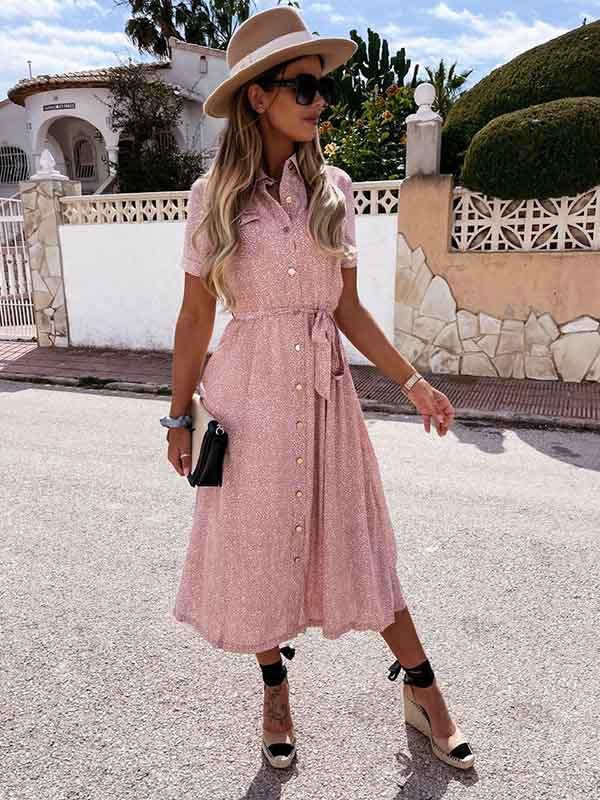 Veleaee Printed Button Dress