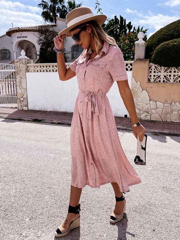 Veleaee Printed Button Dress