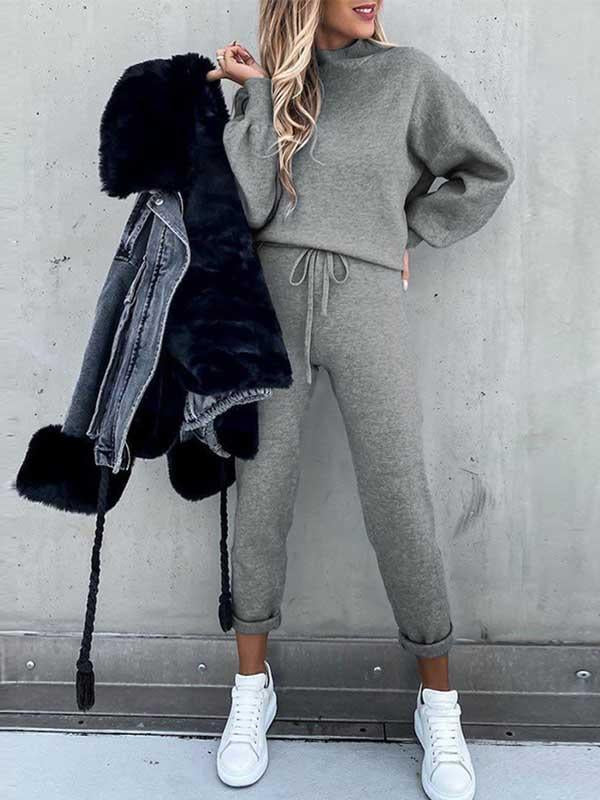 Veleaee Pockets Design Loungewear Sets