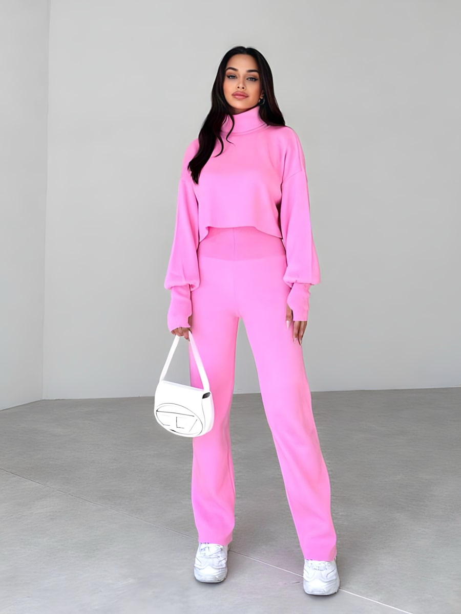 Turtleneck Drop Shoulder Sweater & Knit Pants