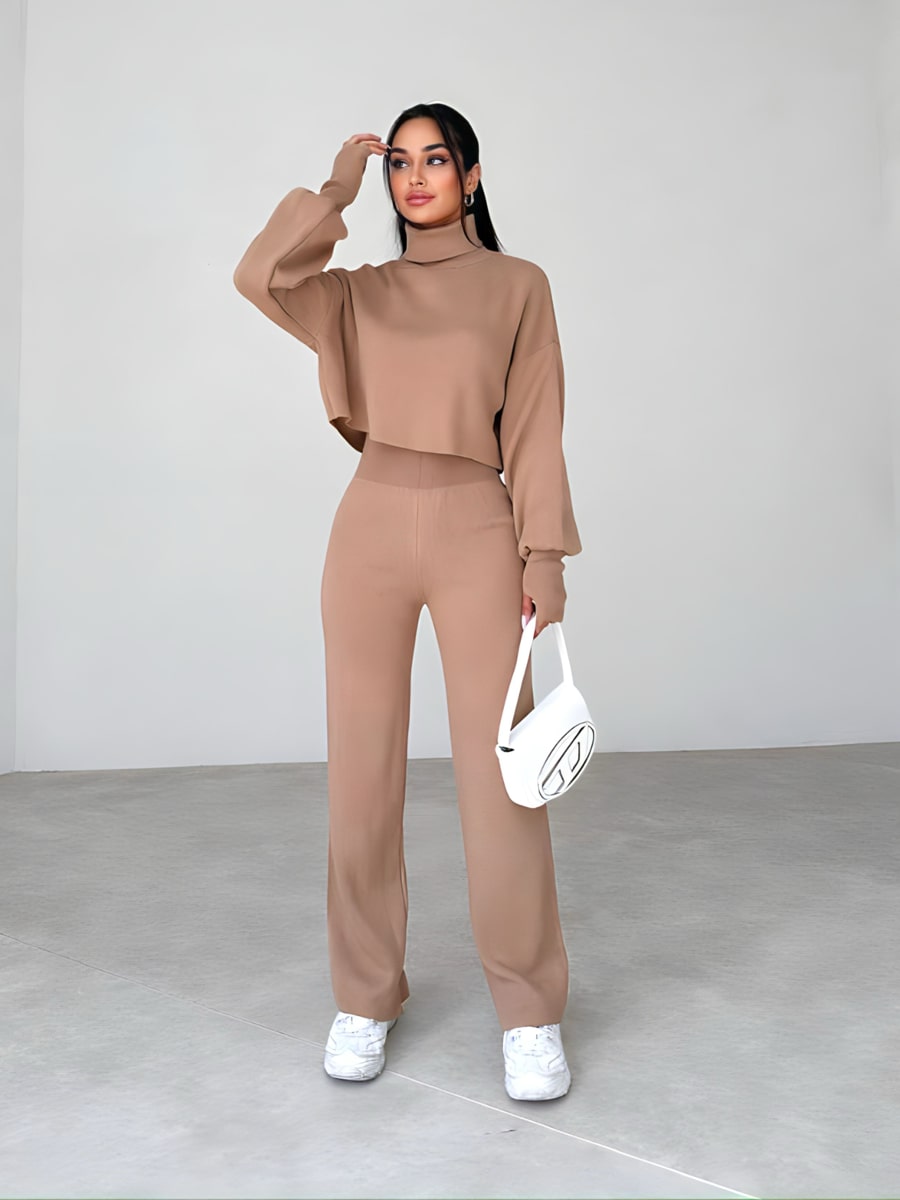 Turtleneck Drop Shoulder Sweater & Knit Pants