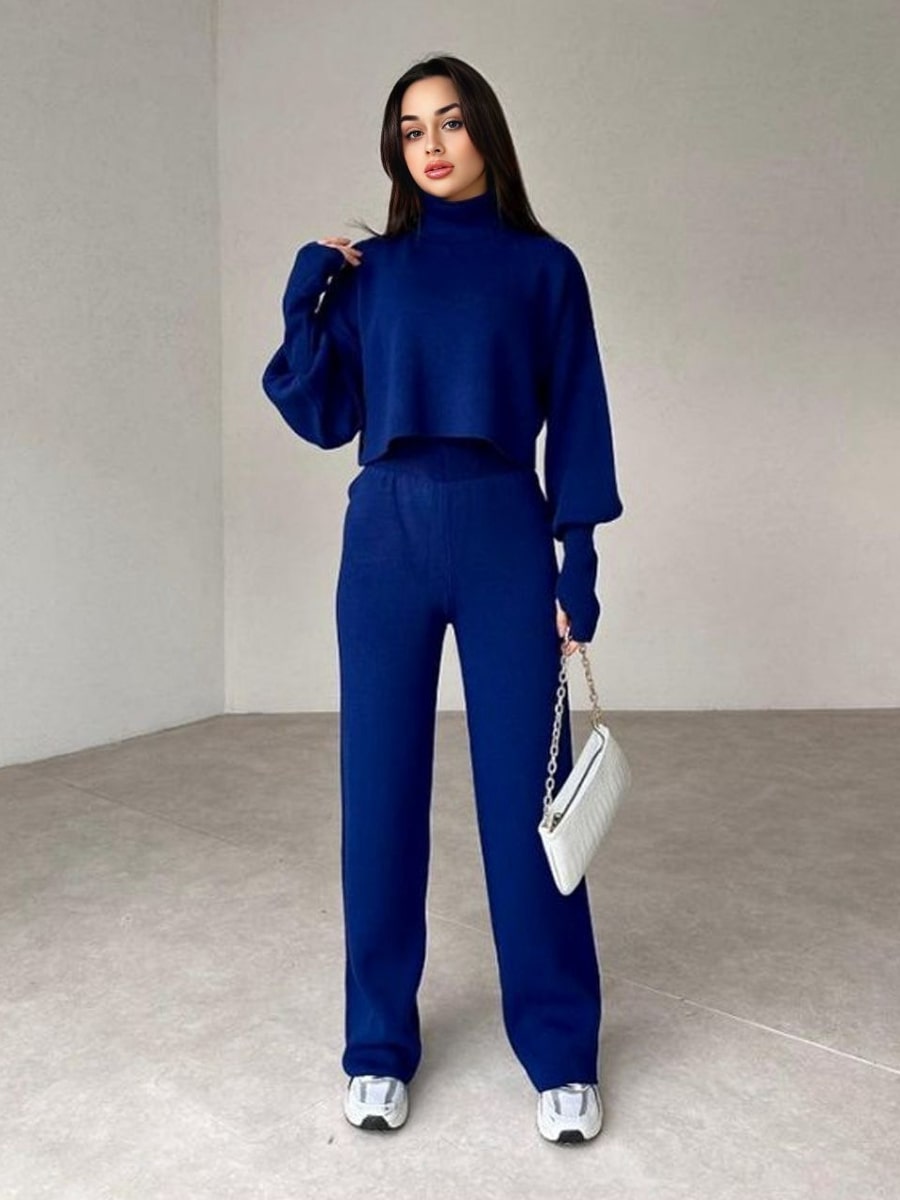 Turtleneck Drop Shoulder Sweater & Knit Pants