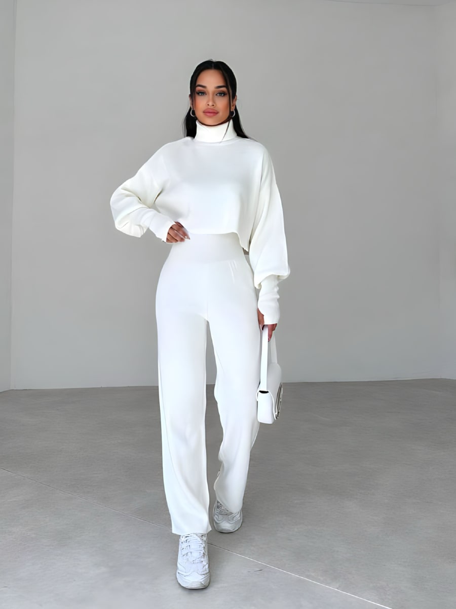 Turtleneck Drop Shoulder Sweater & Knit Pants