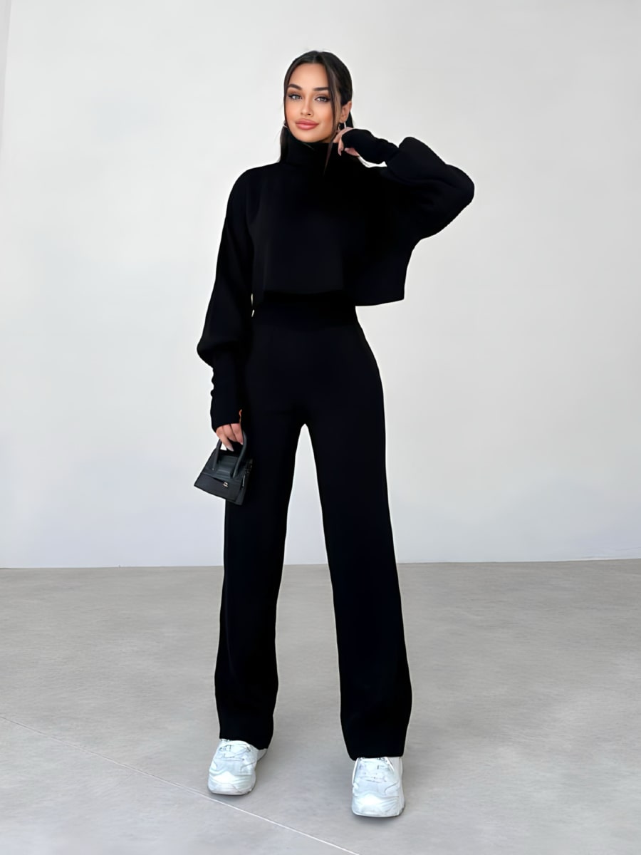 Turtleneck Drop Shoulder Sweater & Knit Pants