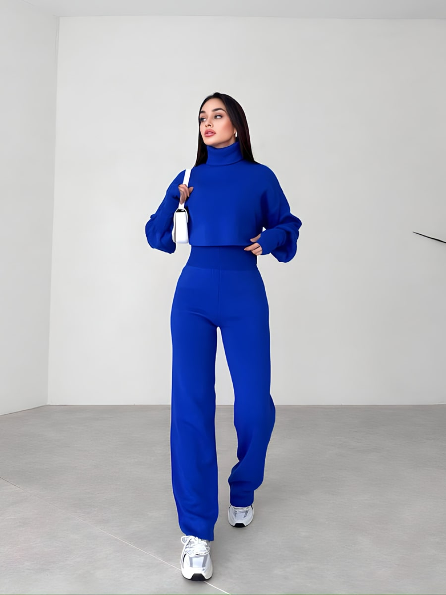 Turtleneck Drop Shoulder Sweater & Knit Pants