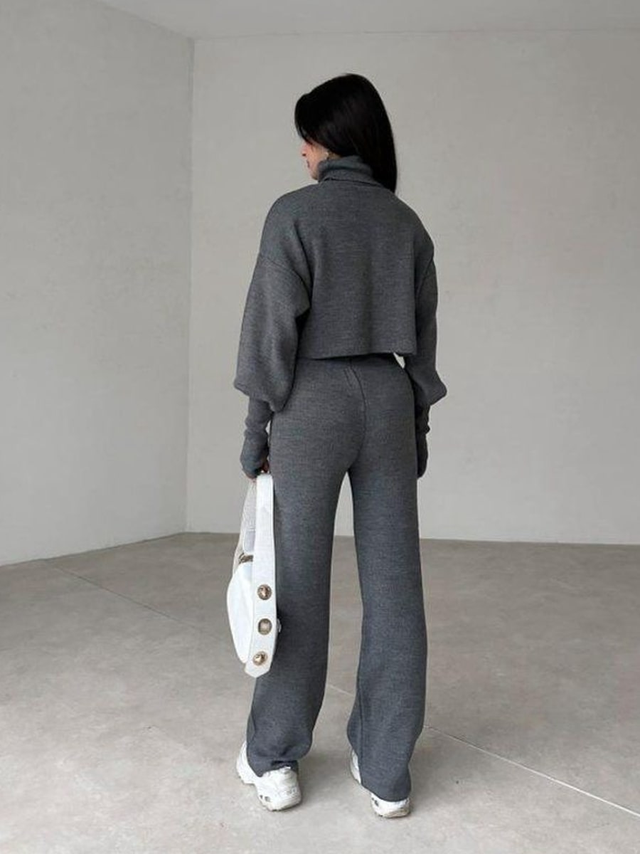 Turtleneck Drop Shoulder Sweater & Knit Pants