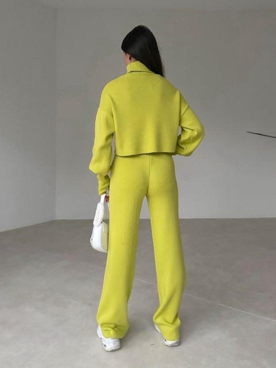 Turtleneck Drop Shoulder Sweater & Knit Pants