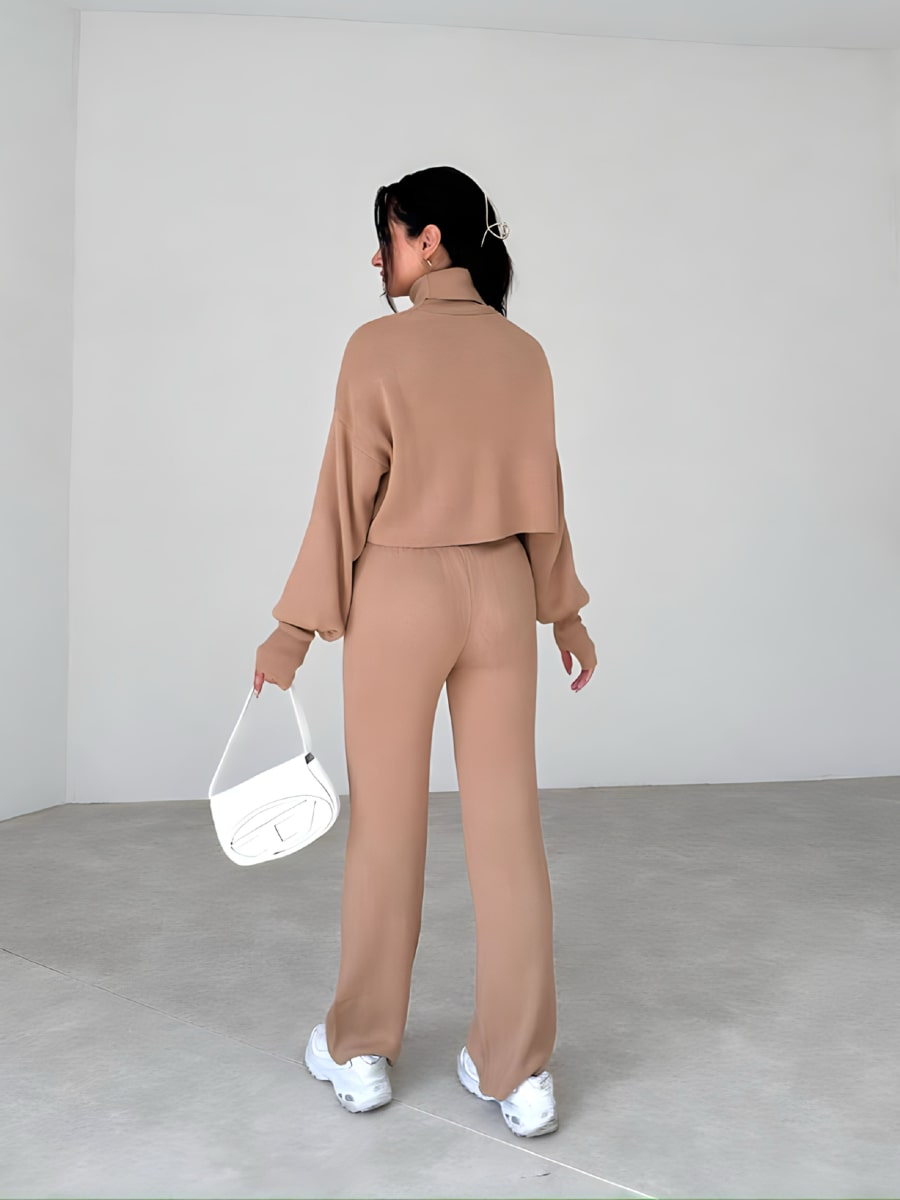 Turtleneck Drop Shoulder Sweater & Knit Pants