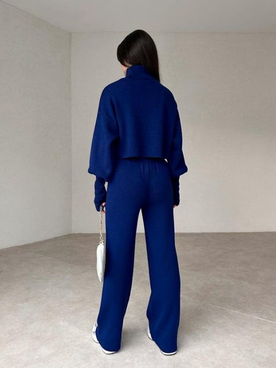 Turtleneck Drop Shoulder Sweater & Knit Pants