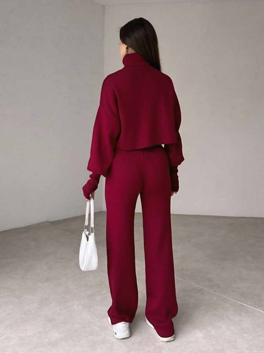 Turtleneck Drop Shoulder Sweater & Knit Pants