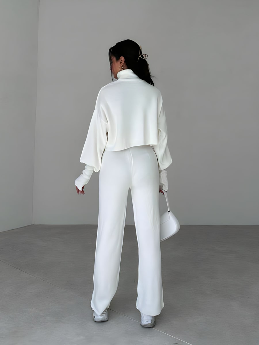 Turtleneck Drop Shoulder Sweater & Knit Pants