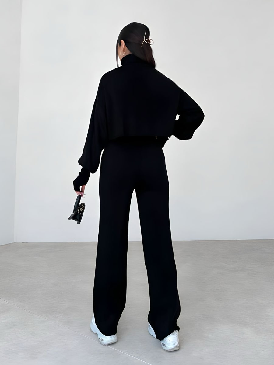 Turtleneck Drop Shoulder Sweater & Knit Pants