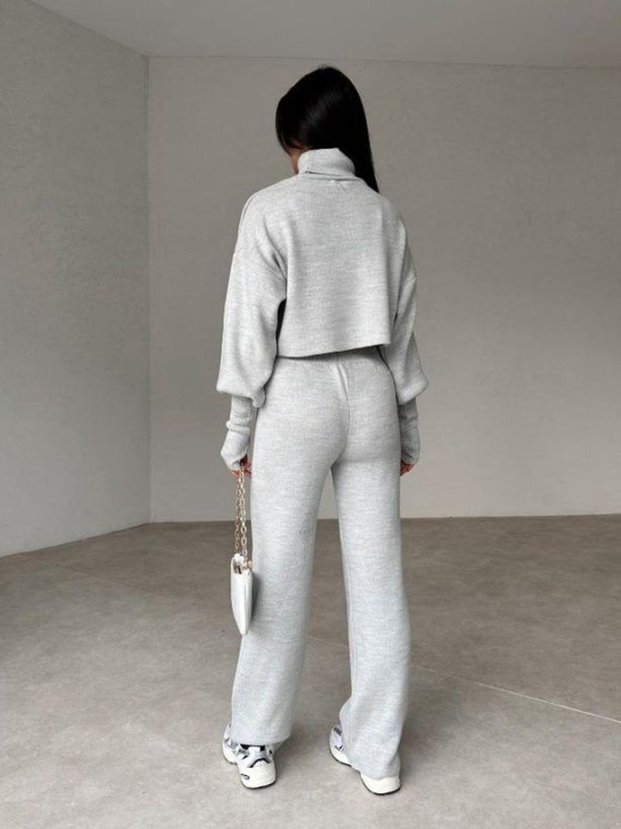 Turtleneck Drop Shoulder Sweater & Knit Pants