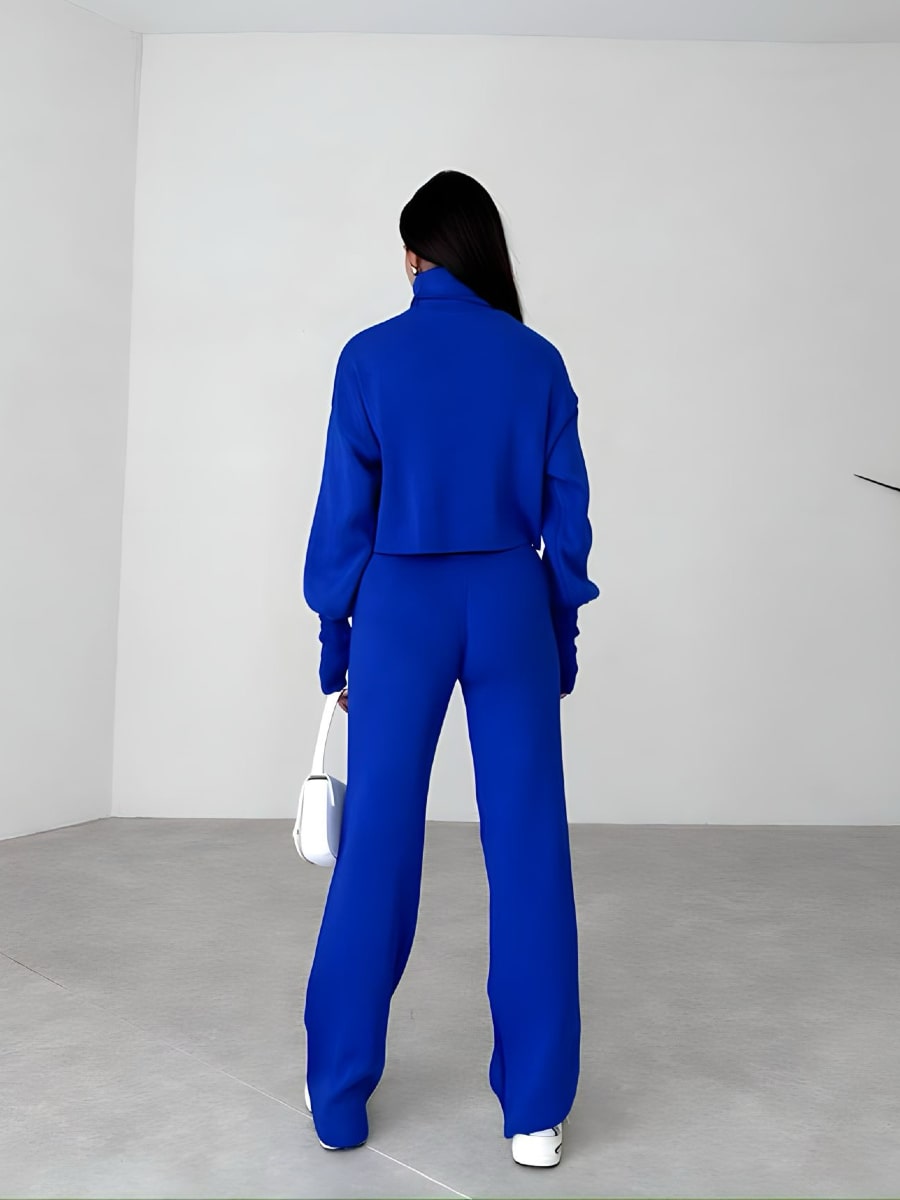 Turtleneck Drop Shoulder Sweater & Knit Pants