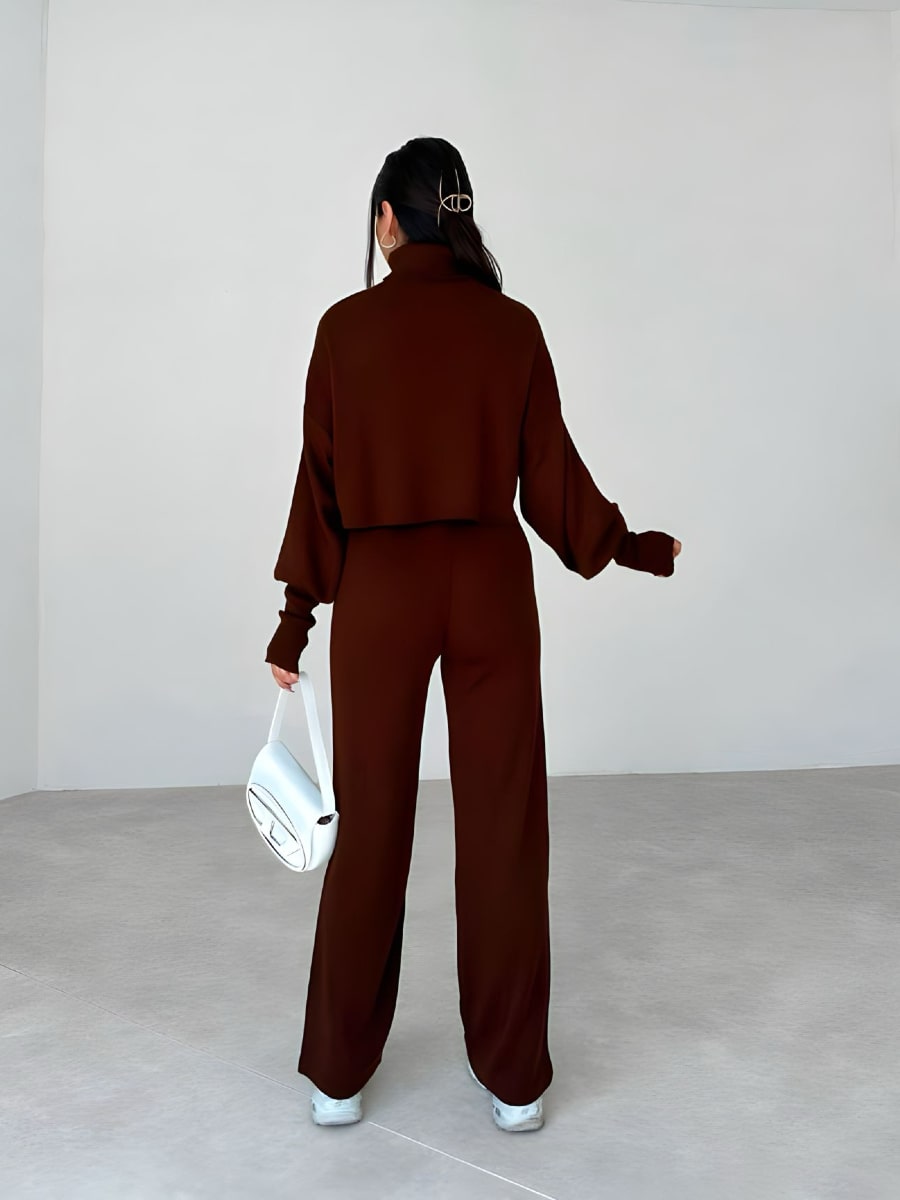 Turtleneck Drop Shoulder Sweater & Knit Pants