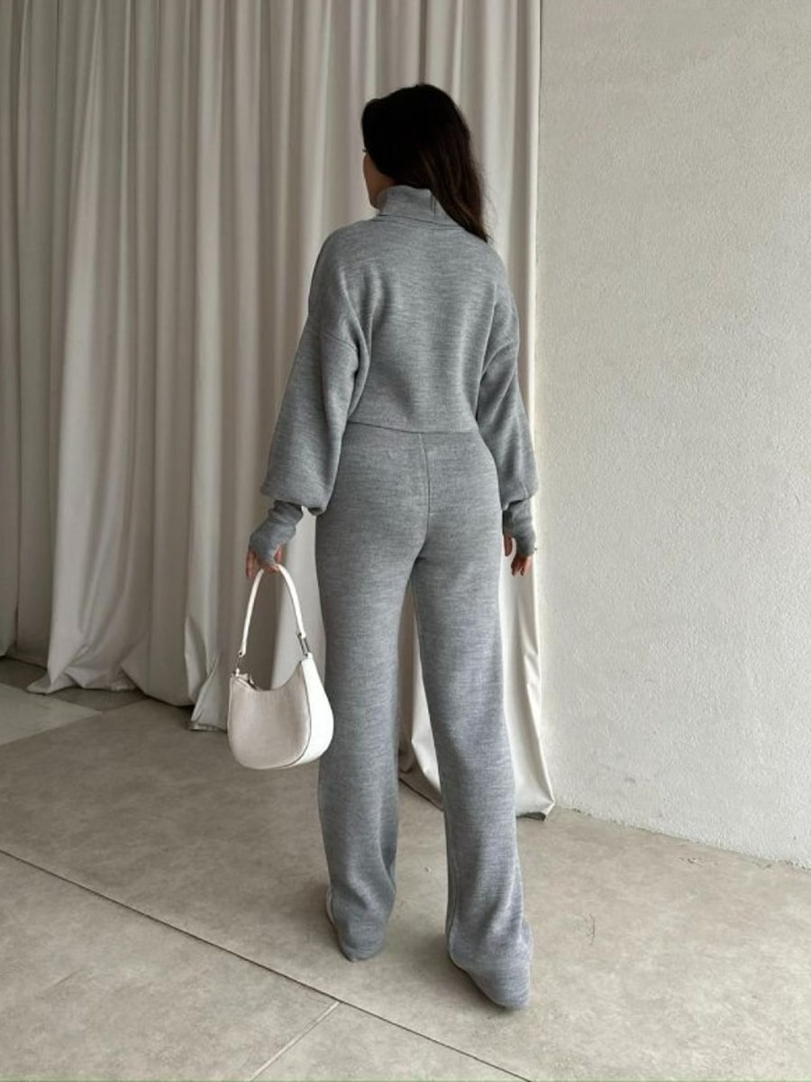 Turtleneck Drop Shoulder Sweater & Knit Pants