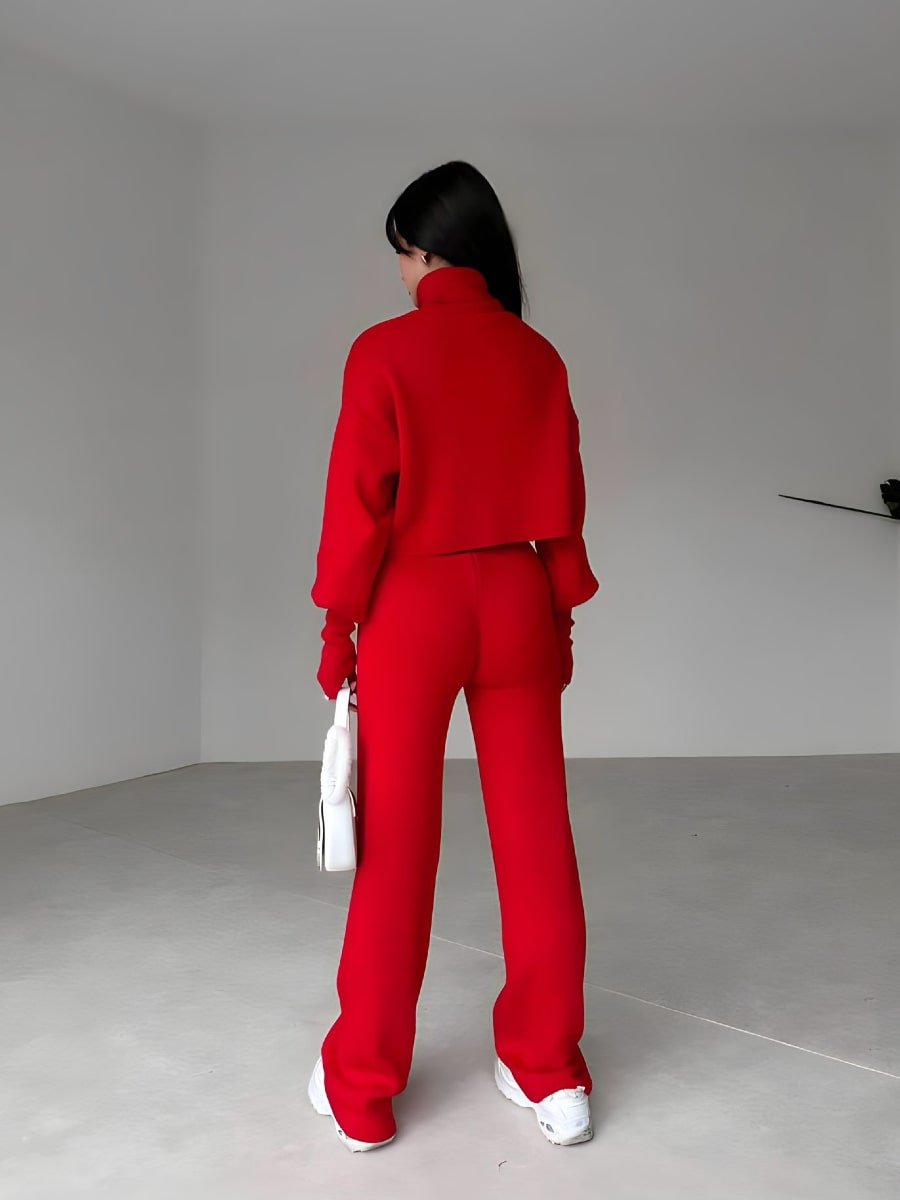 Turtleneck Drop Shoulder Sweater & Knit Pants