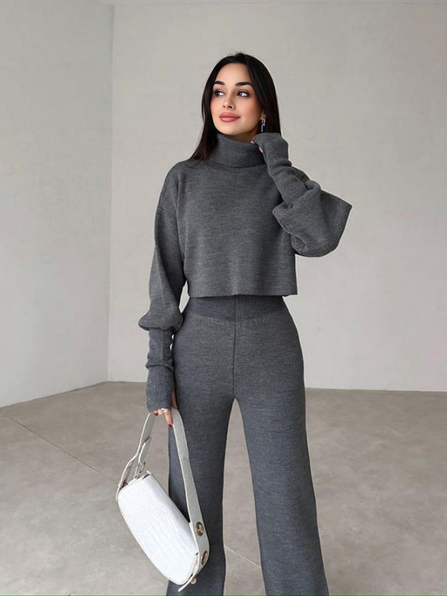 Turtleneck Drop Shoulder Sweater & Knit Pants