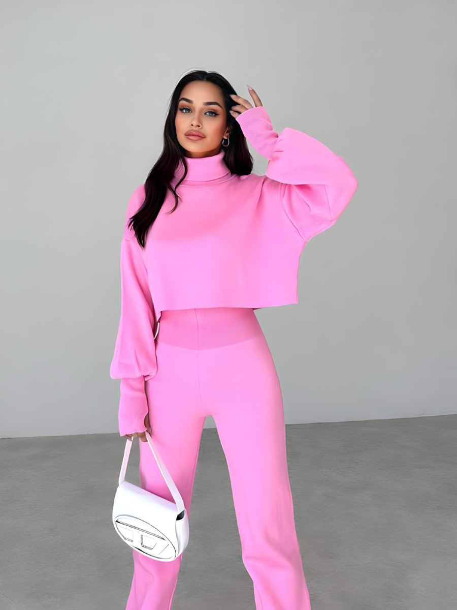 Turtleneck Drop Shoulder Sweater & Knit Pants