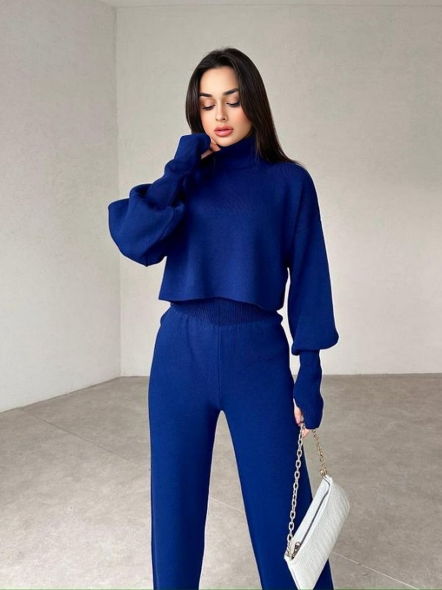 Turtleneck Drop Shoulder Sweater & Knit Pants