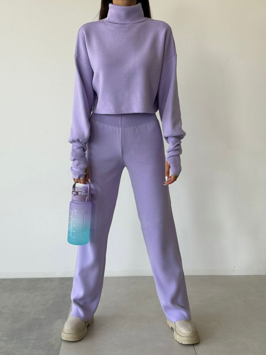 Turtleneck Drop Shoulder Sweater & Knit Pants