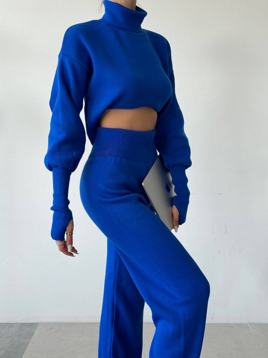 Turtleneck Drop Shoulder Sweater & Knit Pants