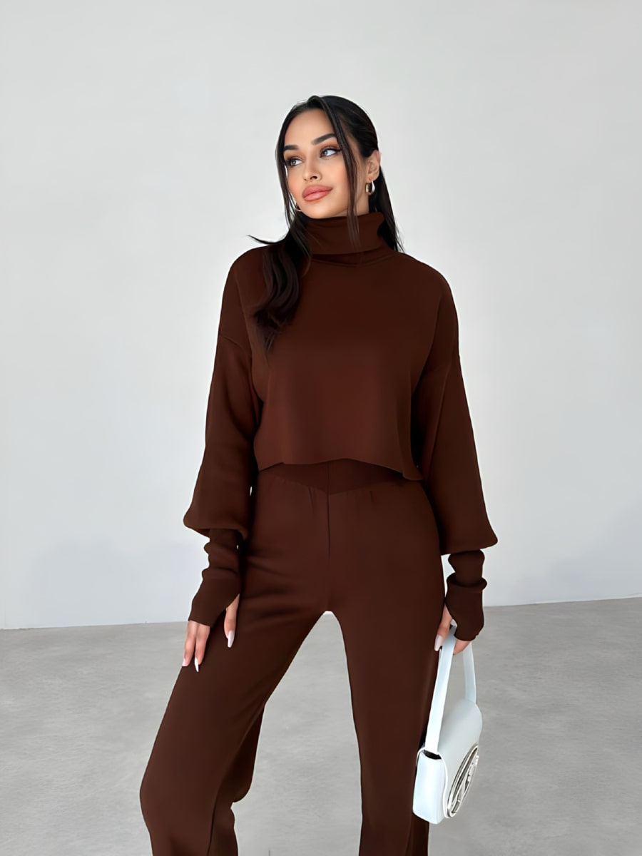 Turtleneck Drop Shoulder Sweater & Knit Pants