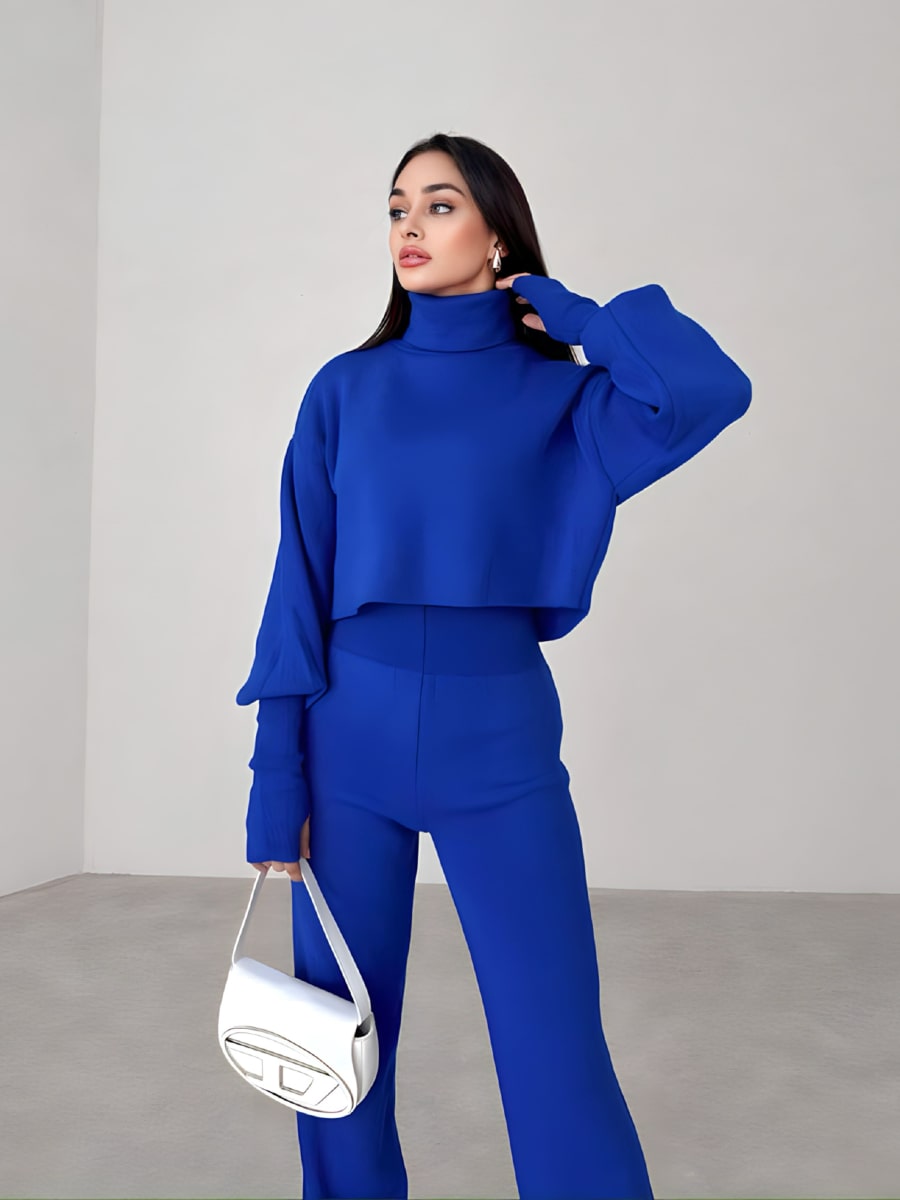 Turtleneck Drop Shoulder Sweater & Knit Pants