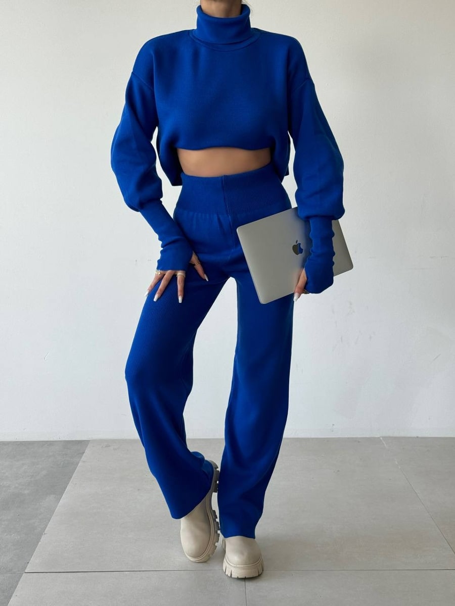 Turtleneck Drop Shoulder Sweater & Knit Pants