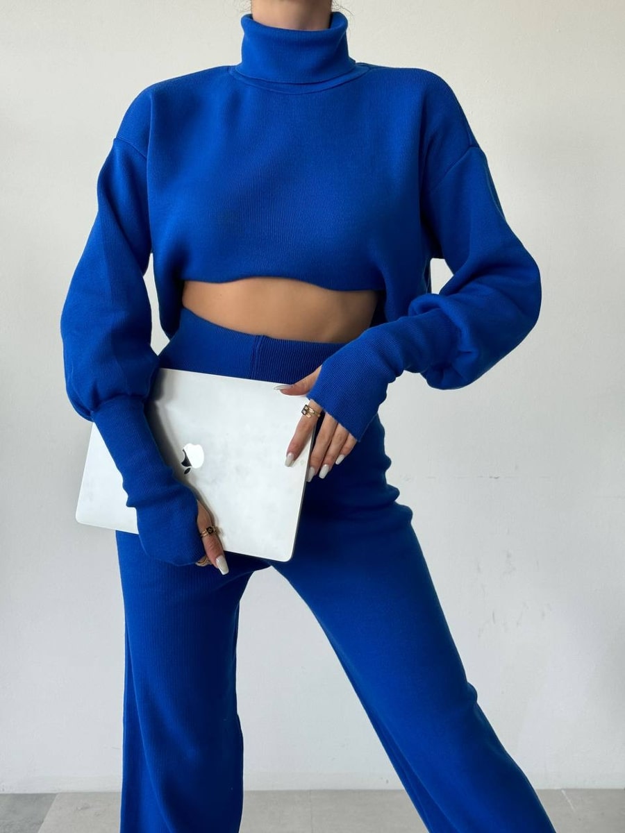 Turtleneck Drop Shoulder Sweater & Knit Pants