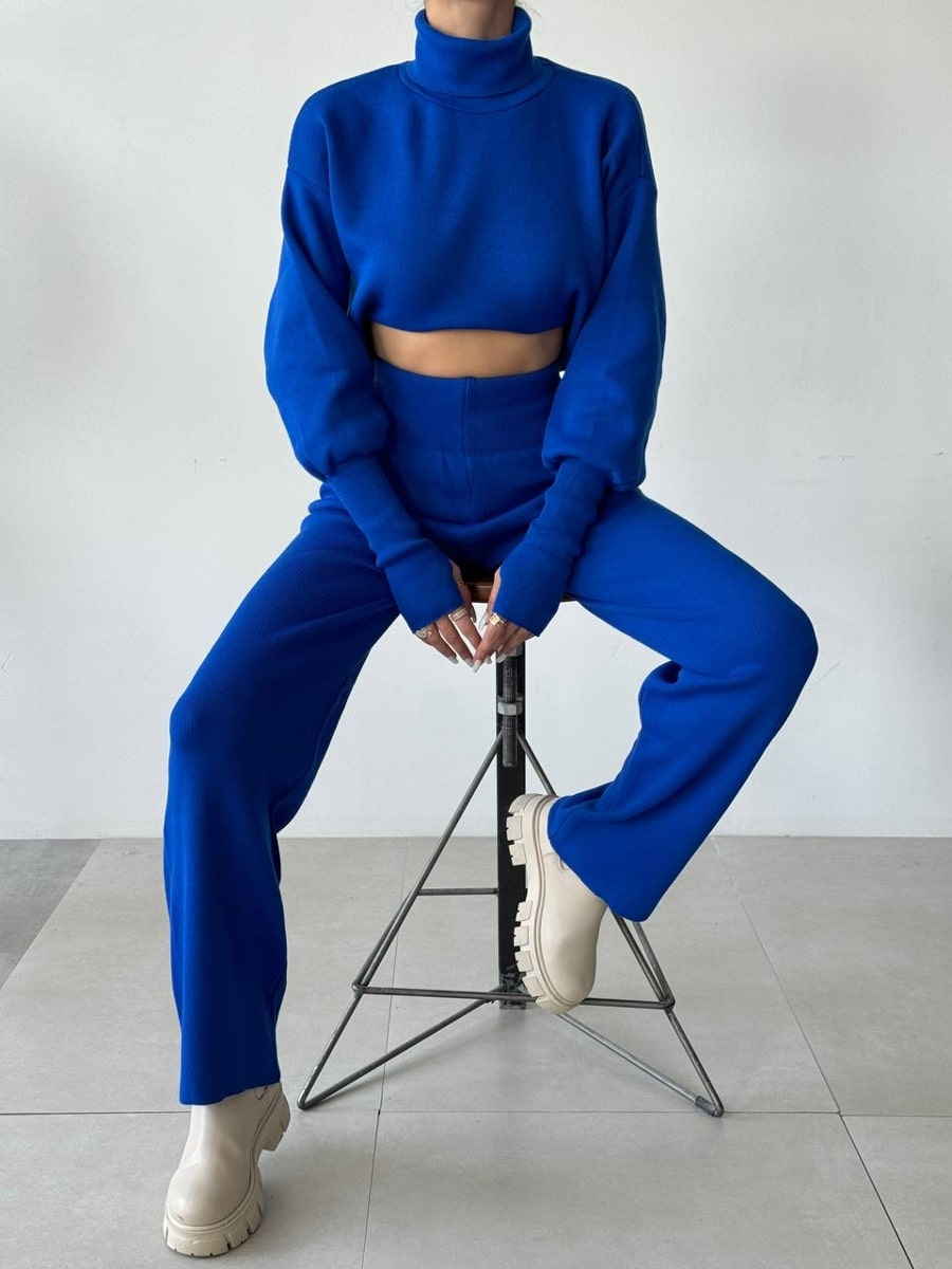 Turtleneck Drop Shoulder Sweater & Knit Pants