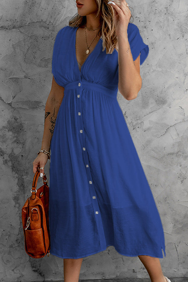 Veleaee Bubbles At Brunch Button Up Midi Dress