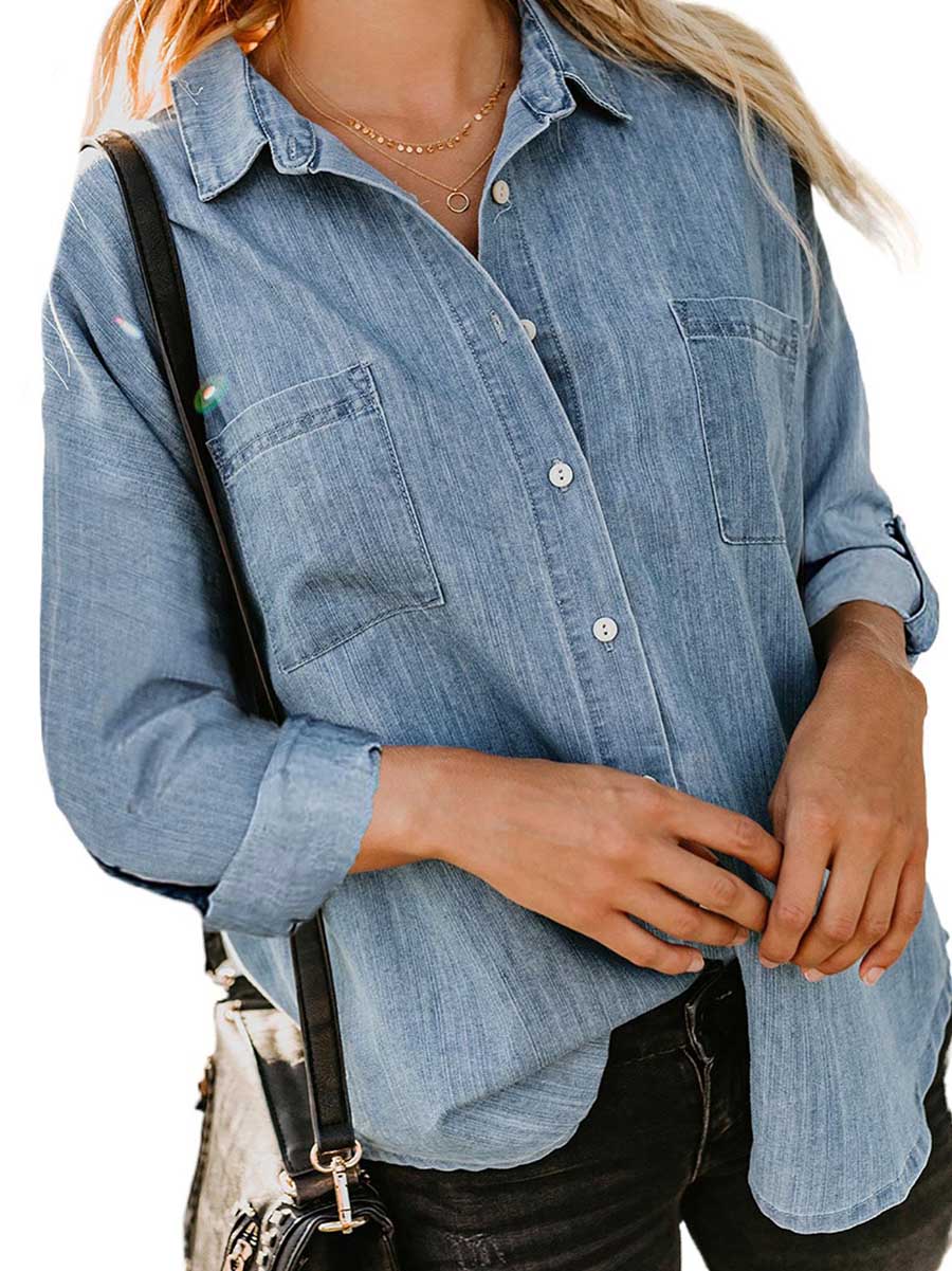 Veleaee Loose Long-Sleeved Casual Blouse (8 colors)