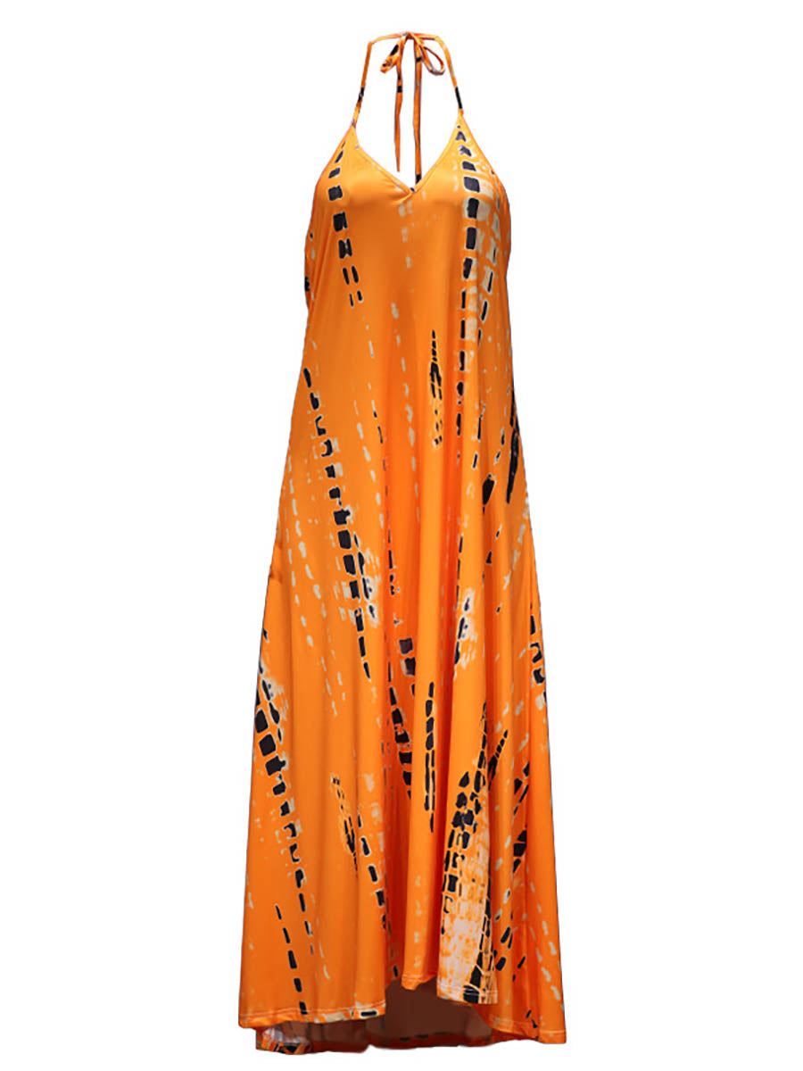 Veleaee V-Neck Printed Camisole Dress