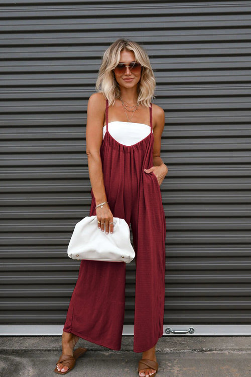 Veleaee Have A Little Fun Pocketed Tie Jumpsuit
