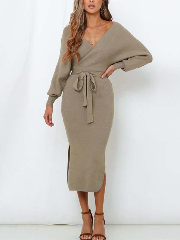 Veleaee V Neck Autumn Dress