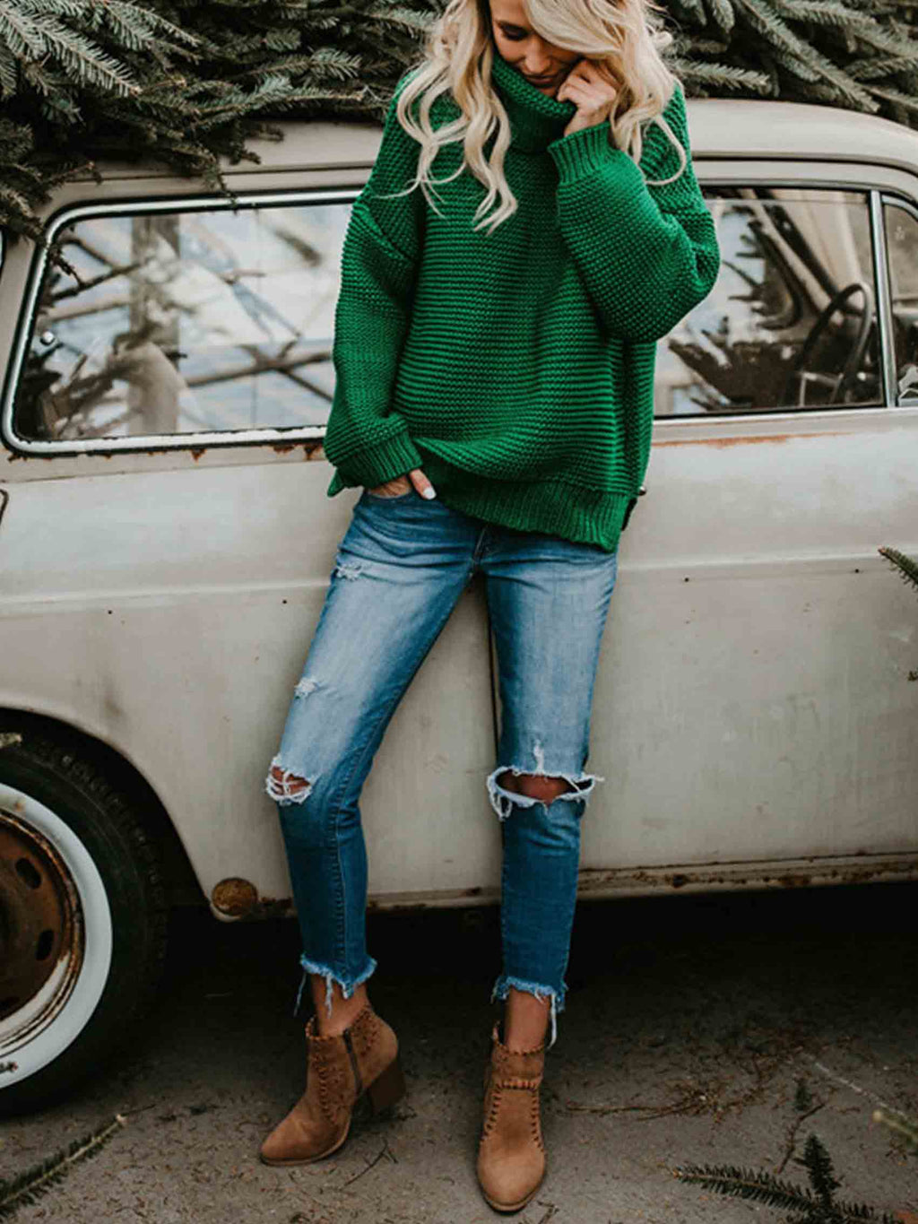 Veleaee Loose Turtleneck Warm Sweater