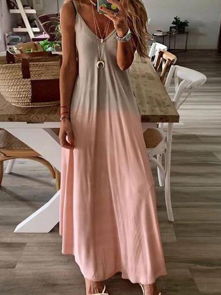 Veleaee Gradient Slip Maxi Dress
