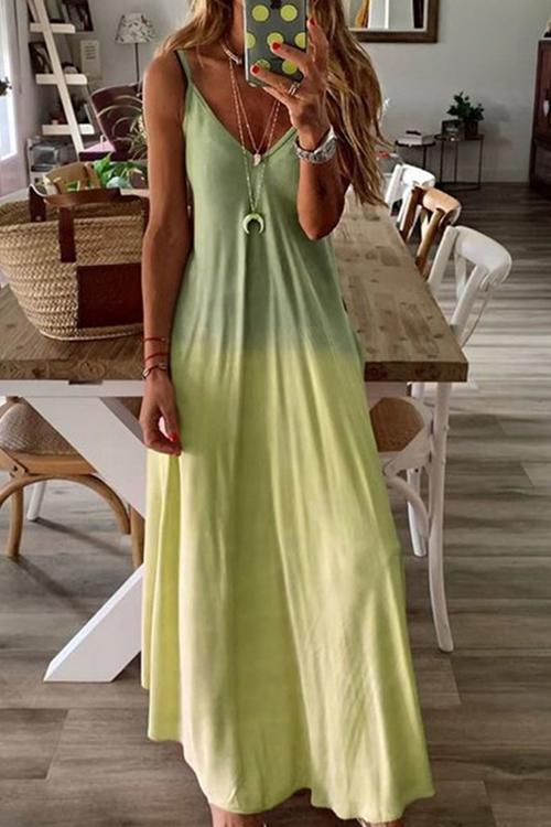 Veleaee Gradient Slip Maxi Dress
