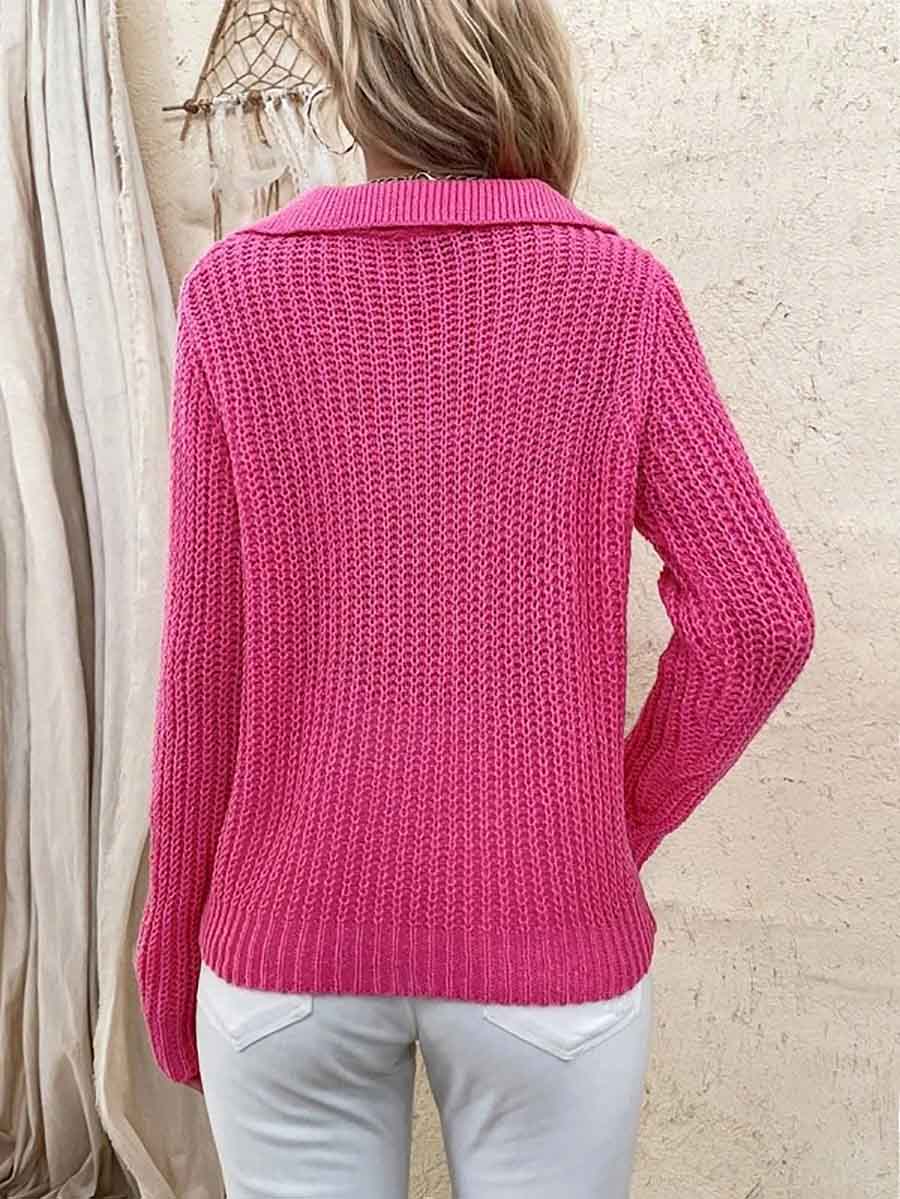 Veleaee Solid Color Lapel Slim Fit Knit Sweater(9 colors)